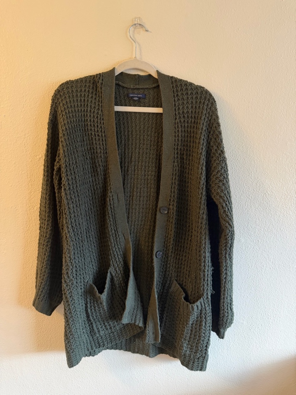 Cozy Olive Knit Button-Front Women's Cardigan